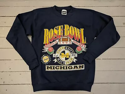 Vtg 1993 University Of Michigan Rose Bowl Champions Crewneck Sweater Size M • $125