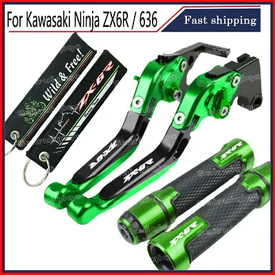 For Kawasaki NINJA ZX6R ZX 6R CNC Adjustable Brake Clutch Levers Handlebar Grips • $58.99