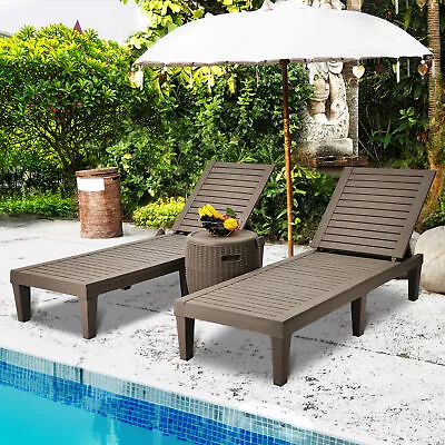 2 Set Outdoor Chaise Lounge Chair Adjustable Patio Reclining Bench Loungers • $131.12