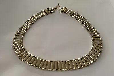 VINTAGE 15  Gold Metal Choker 1/2” Wide Ladder Flat Chain Link • $20