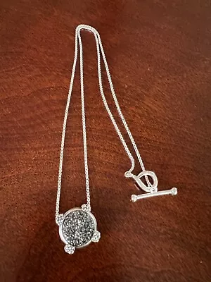 Michael Dawkins Sterling Silver Black Drusy Pendant Necklace 18  • $69.99