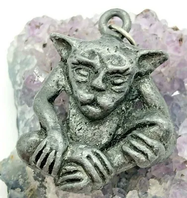 Vintage Pewter Sitting Goblin Fairy Fantasy Pendant 20.6 Grams • $120