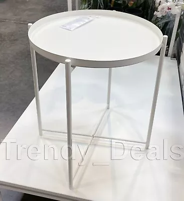 IKEA GLADOM Side Table W/Removable Tray Top Steel White 17 1/2 X 20 5/8  - NEW • $54.99