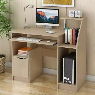 Computer Desk Writing Study Table Office With Drawers Home Study Book Shelf • £37.99