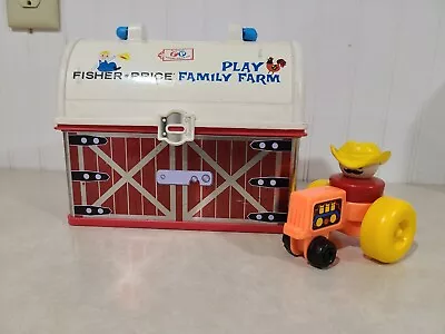 Vintage Fisher Price Family Farm Barn Tractor And Little Person (Barn 2008)-Tin  • $19.99