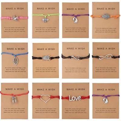 Make A Wish Bracelet Braided Adjustable Tibetan Charm Friendship Birthday Gifts • £1.99