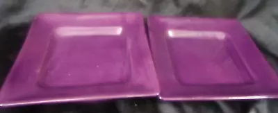 [LOT OF 2] HD DESIGNS  PURPLE 7 3/8  Square SALAD Plates • $18