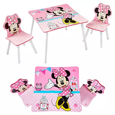 Disney Minnie Mouse Table And 2 Chairs Set Kids Toddler Junior Wooden Furniture • £39.99