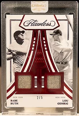 2022 Panini Flawless Babe Ruth Lou Gehrig Ruby Dual Game Used Jersey /5 • $1999.99