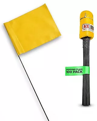 Yellow Marking Flags 100 Pack - 4x5-Inch Marker Flags - 15-Inch Wire - Small ... • $21.99