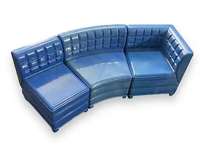 Vintage Ideal Dollhouse Furniture Blue Sectional Couch Sofa MCM Plastic • $10