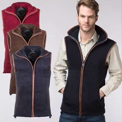 Mens Fleece Waistcoat Country Gilet Rydale Bodywarmer Harpham Green Red Or Blue • £41.99