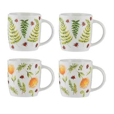 Ladybird Leaf Mugs 340ml Assorted Design Fine China Ceramic Tea Coffee Mugs • £14.95