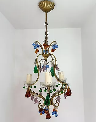 Antique Murano Venetian Glass Chandelier Fruits Pears 1950s Vintage Italian • $1490