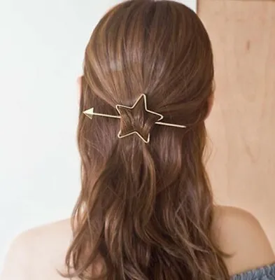 Vintage Women's Girls Hair Bun Pin Star Heart Gold Hair Cuff  Wedding Hair PIn • £3.99