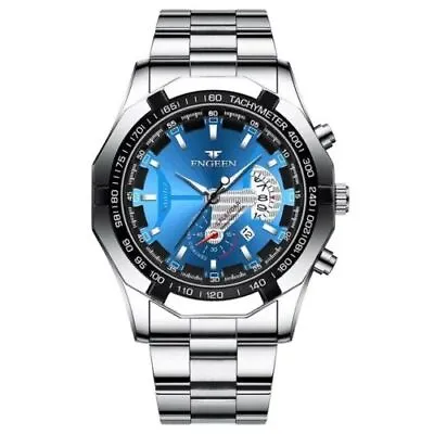 FNGEEN Mens Stainless Steel Wrist Watch Business Casual Date Quartz Watch New UK • $15.40