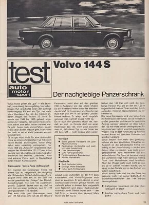 Volvo 144 S With 100 Hp - 1967 Test Report On 6 Pages • $2.07