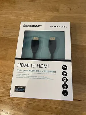 SANDSTROM Level 1 HDMI Cable With Ethernet - 3 M - • £14.99