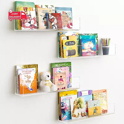 15.7  Kids Bookshelf Clear Acrylic Shelves For Toy Storage Bathroom Shelves Wa • $35.75