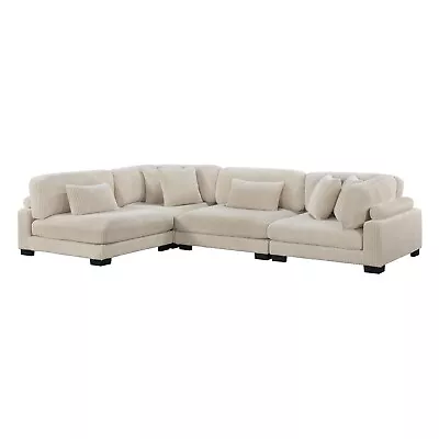 4 Pc Beige Modular Corduroy Sofa Sectional Pillows Living Room Furniture • $1499