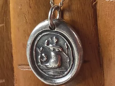 Sterling Silver Handcrafted Wax Seal Mermaid Pendant Only  • $65