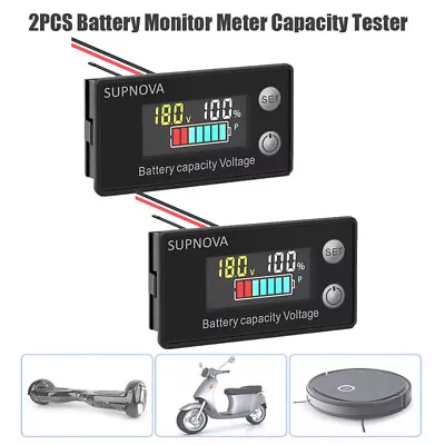 2Pcs Battery Capacity Indicator Voltmeter Lithium Voltage Meter Tester Monitor  • $18.04