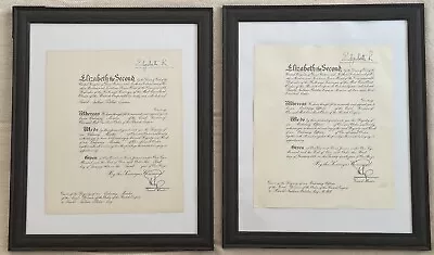 Original OBE & MBE Certificates Hand Signed Queen Elizabeth II & Photographs Etc • £499