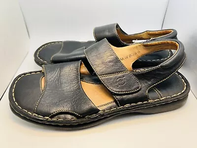 BOC Born Concept Sandals Womens Sz 7 7.5 Open Toe Strappy Flats Black Leather 38 • $17