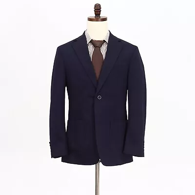 Lands' End 40R Navy Sport Coat Blazer Jacket Solid 2B Cotton • $49.99