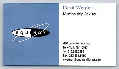 Vintage Business Card Equinox Werner New York NY Fitness • $3.99