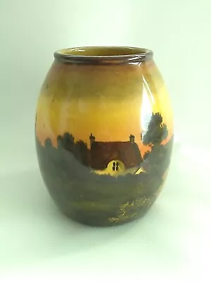 ROYAL BONN POTTERY FRANZ MEHLEM HAND PAINTED 14cm VASE  1755 Germany Landscape • £48