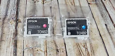  GENUINE 2 Epson 48 Ink Cartridges - T0482 T0483  NEW OEM Sealed • $11.89