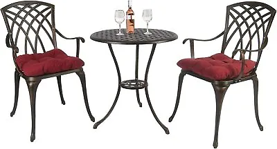 3 Piece Patio Bistro Set Cast Aluminum Bistro Set Outdoor Round Dining Table • $149.99