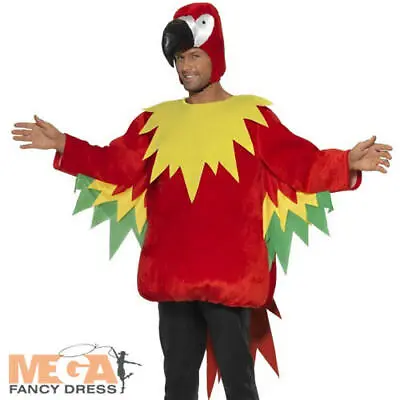 Red Parrot Mens Fancy Dress Pirate Animal Bird Adults Fun Novelty Costume Outfit • £24.99