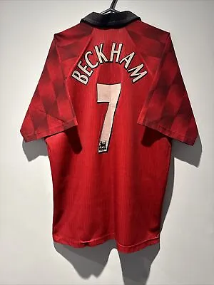 Manchester United 1996/97 Home Football Shirt Vintage Umbro Mens M #7 Beckham • £99