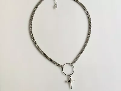 Nail Cross  Charm Choker Necklace Jewelry Circle Chain Goth Punk Rock • $15.67