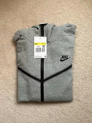 Nike Sportswear Tech Fleece Men's Full-Zip Hoodie - Dark Gray Heather/Black S • $85