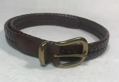 COACH Braided/Woven Brown Leather Belt W/Gold Tone Buckle 5922 Men’s 32” • $37