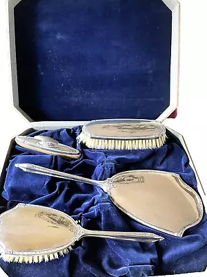 Beautiful Early 1900's Vintage Sterling 4 Piece Vanity Dresser Set Original Box • $145