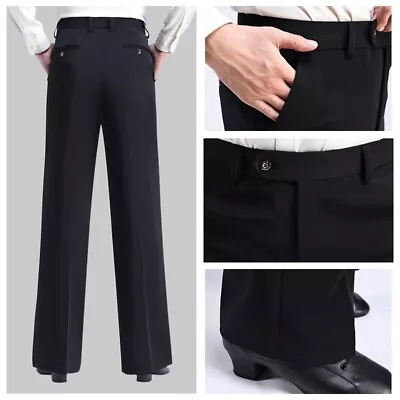 Men Latin Modern Dance Pants Loose Straight Professional Practice Trouser Casual • $47.34