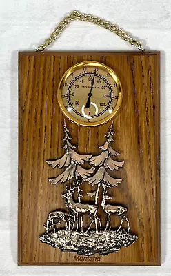 Vintage Wall Hanging Copper Deer Wildlife Scene With Thermometer Plaque Montana • $23