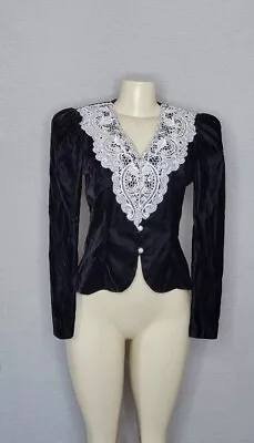 VTG SCOTT MCCLINTOCK Black Velvet Jacket Shrug Gorgeous! Women's 4 USA MADE  • $15