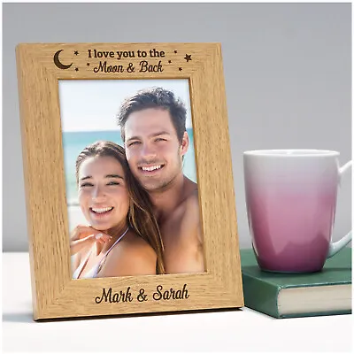 PERSONALISED I Love You To The Moon And Back Anniversary Photo Frame Gifts Her • £12.95