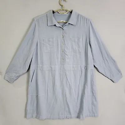 J Jill Linen Blend Shirt Dress Light Blue Sz Petite  XLP Long Sleeve Half Button • $18.87