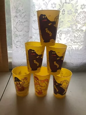 Vintage Mix Lot Of 6 McDonald's Yellow  Plastic Cups Grimace Ronald McDonaldland • $20