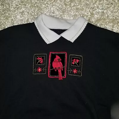 Vtg Collared Sweatshirt Black Red Cardinals 80s-90s Sm-Med Fit See Description • $18