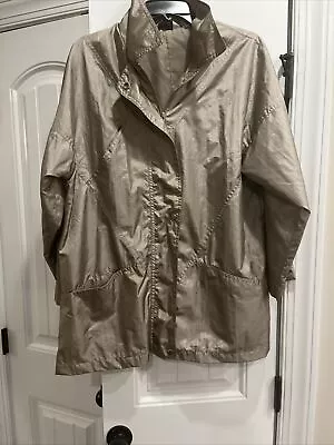 Haband Tan Or Beige Or Gold-ish Nylon Women’s Windbreaker. Classic Vintage Sz M • $7