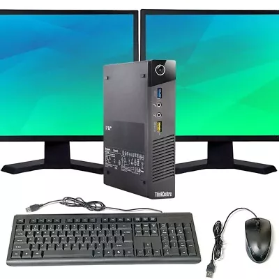 Lenovo Desktop I5 Computer Mini Pc 8GB RAM 120GB SSD Dual 17in LCD Windows 10 • $159.95