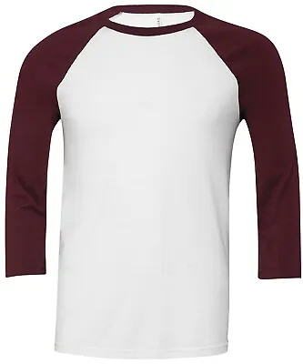 Unisex Triblend ¾ Sleeve Baseball T Shirt Contrast Raglan Slim Fit Tee Shirt TOP • £9.98