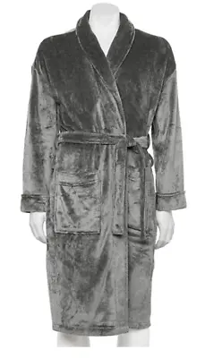 Sonoma Bath Robe House Coat Mens L/XL Soft Plush Microfleece Pockets Gray • $22.99
